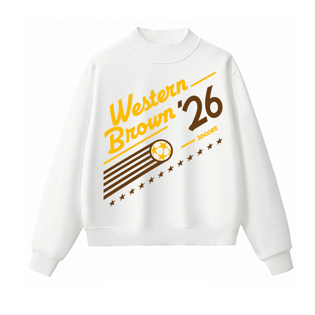 Western Brown Broncos — Pitch 26 — Adult Mock Neck Sweatshirt