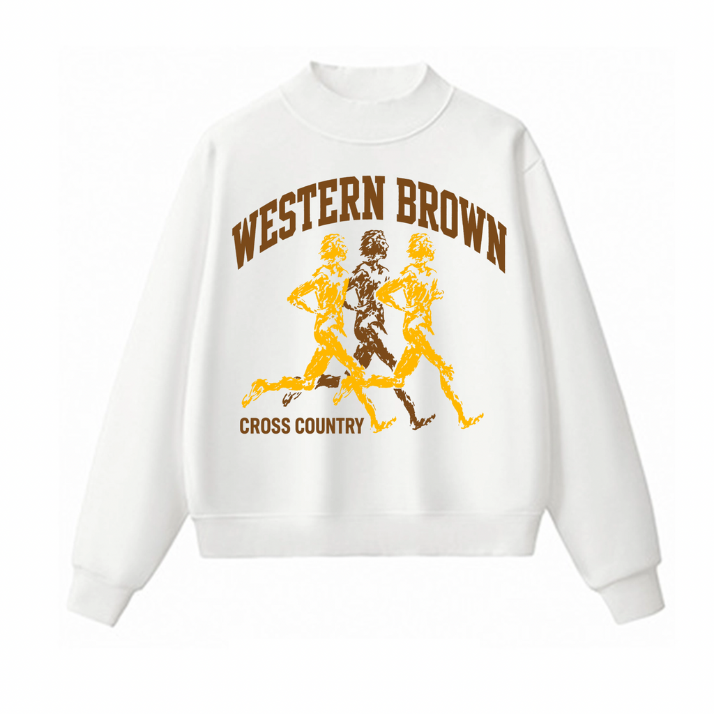 Western Brown Broncos — Broncos Cross Country — Adult Mock Neck Sweatshirt