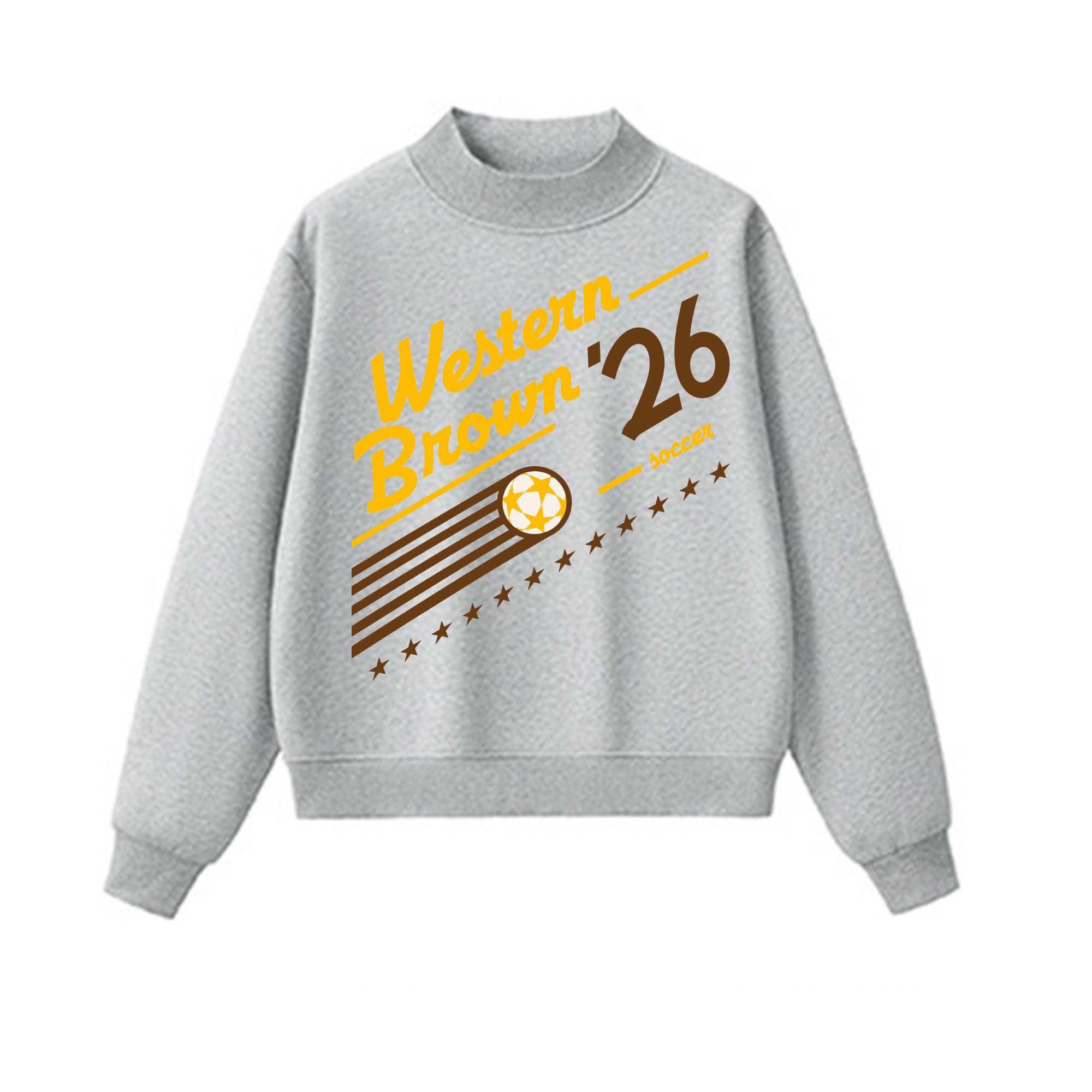 Western Brown Broncos — Pitch 26 — Adult Mock Neck Sweatshirt
