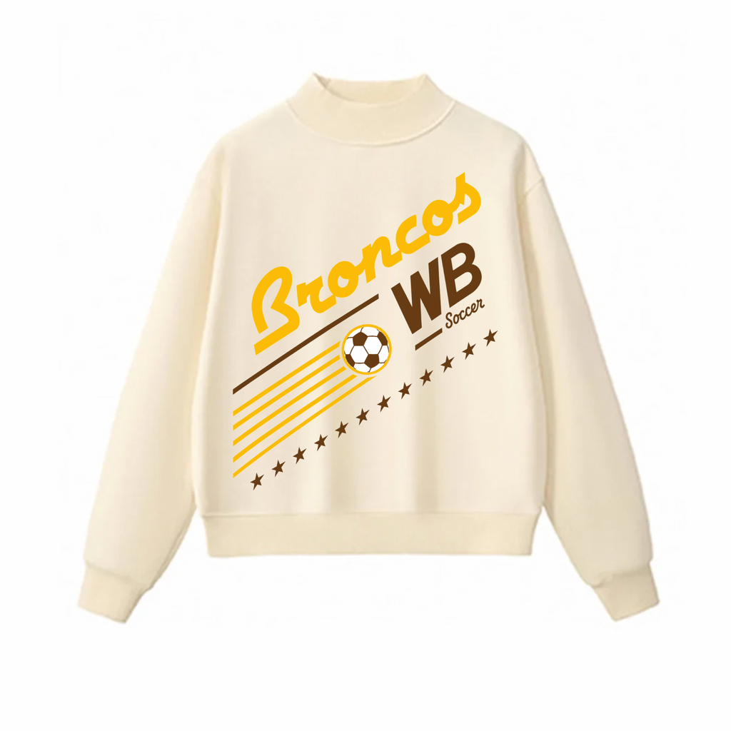Western Brown Broncos — Bronco United — Adult Mock Neck Sweatshirt