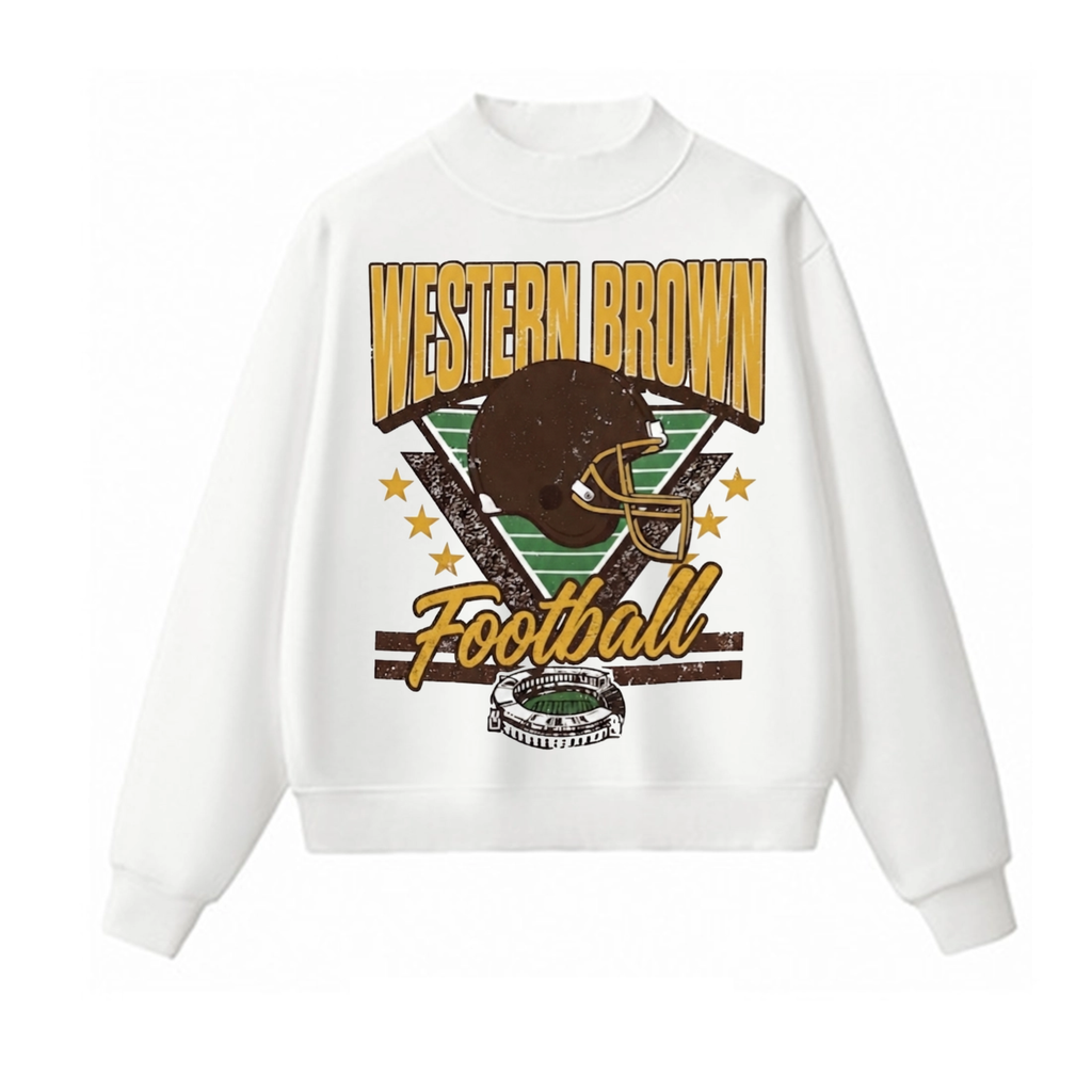Western Brown Broncos — Friday Night Lights — Adult Mock Neck Sweatshirt