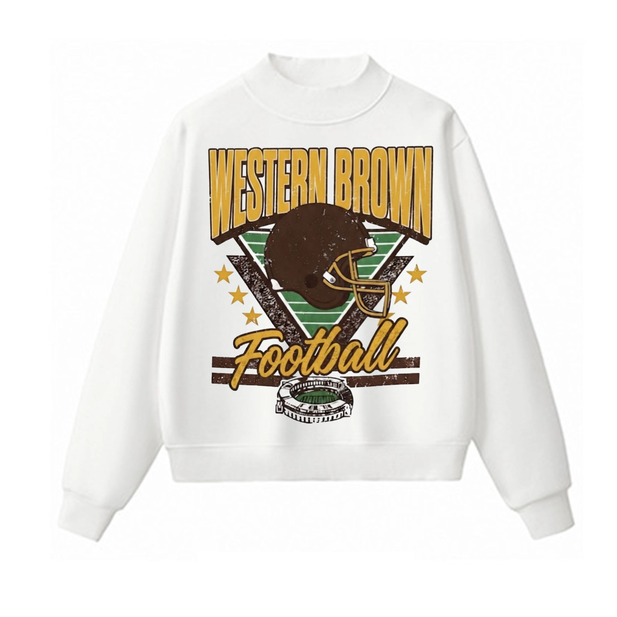 Western Brown Broncos — Friday Night Lights — Adult Mock Neck Sweatshirt