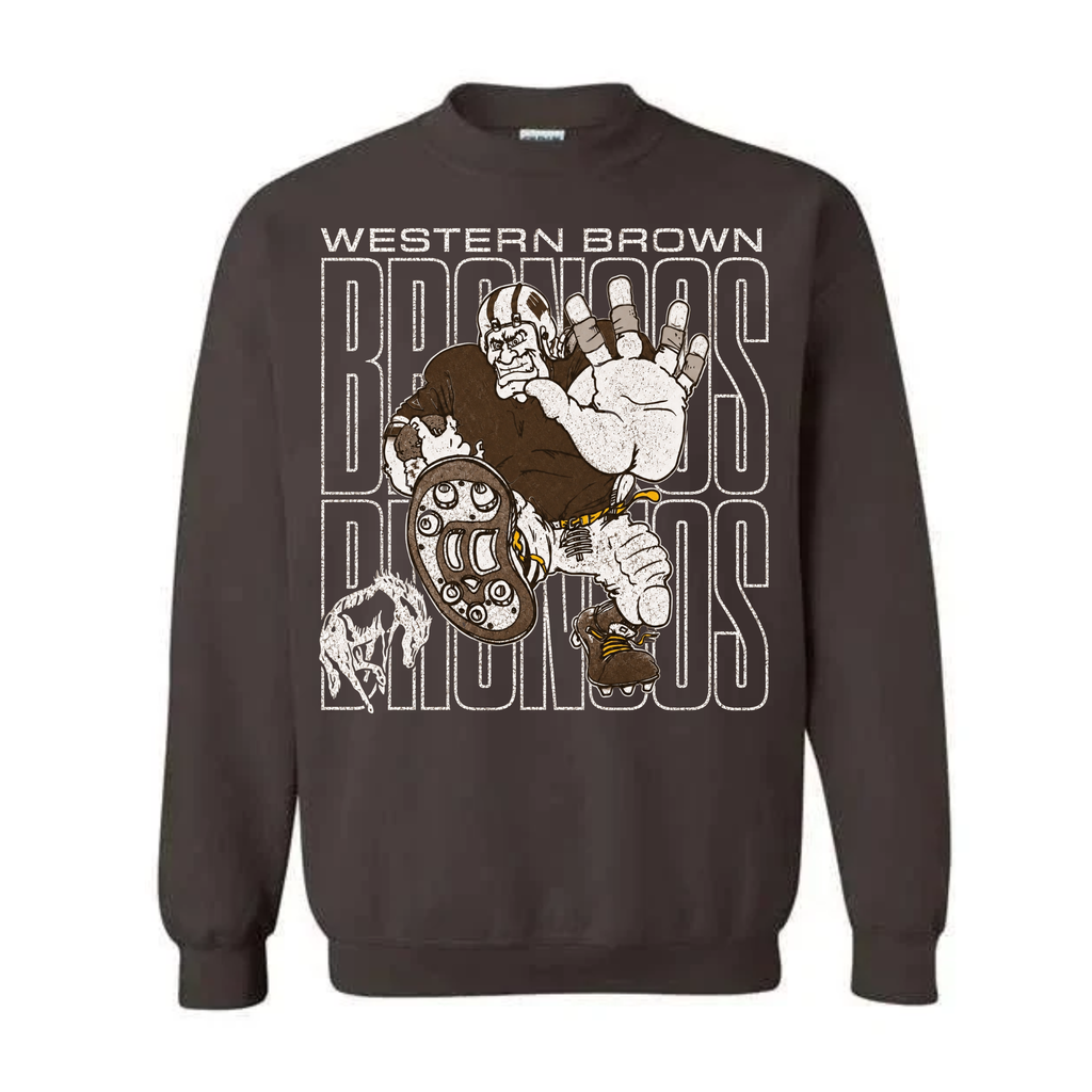 Western Brown Broncos — Bruiser (Brown) — Adult Crewneck Sweatshirt