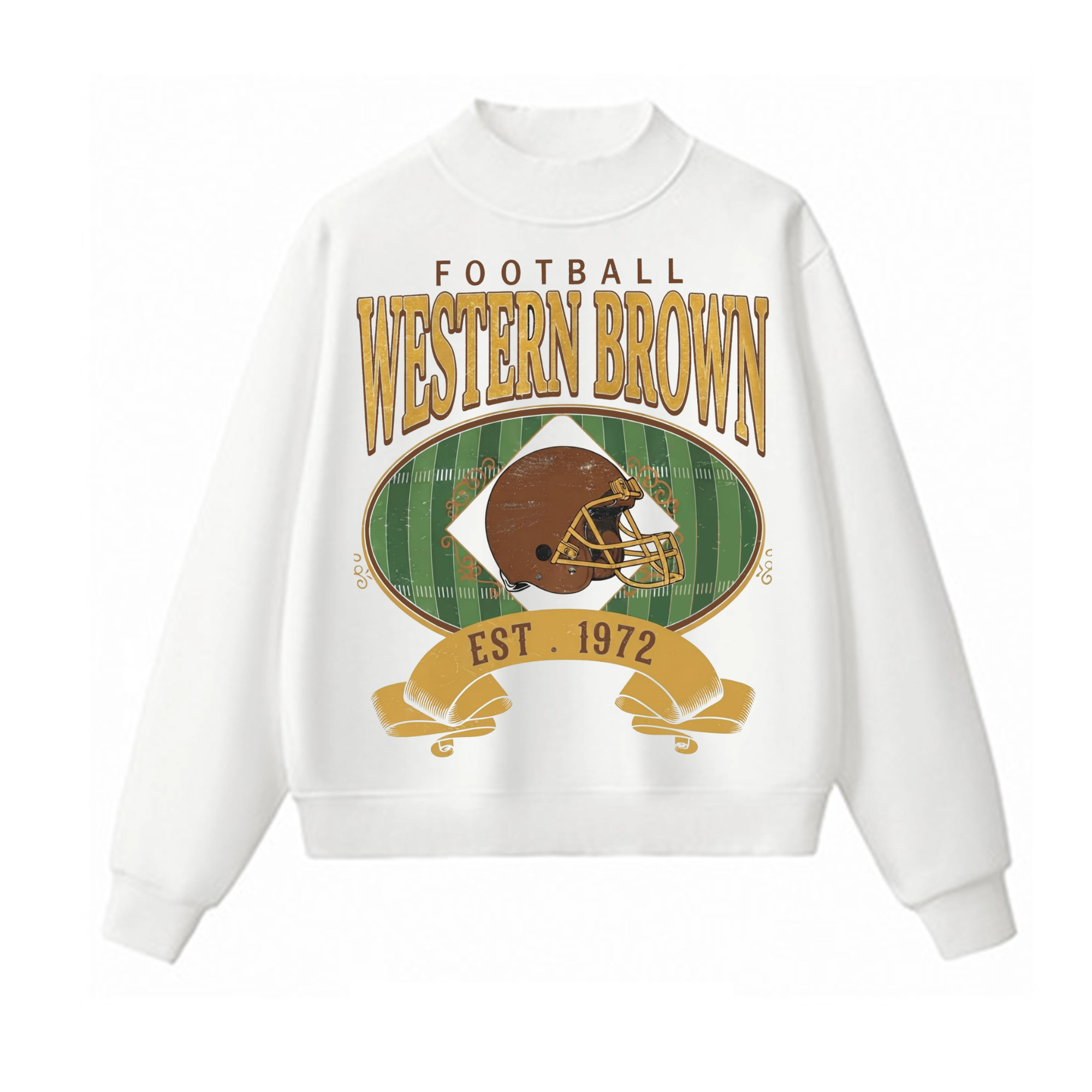 Western Brown Broncos — Home Field — Adult Mock Neck Sweatshirt