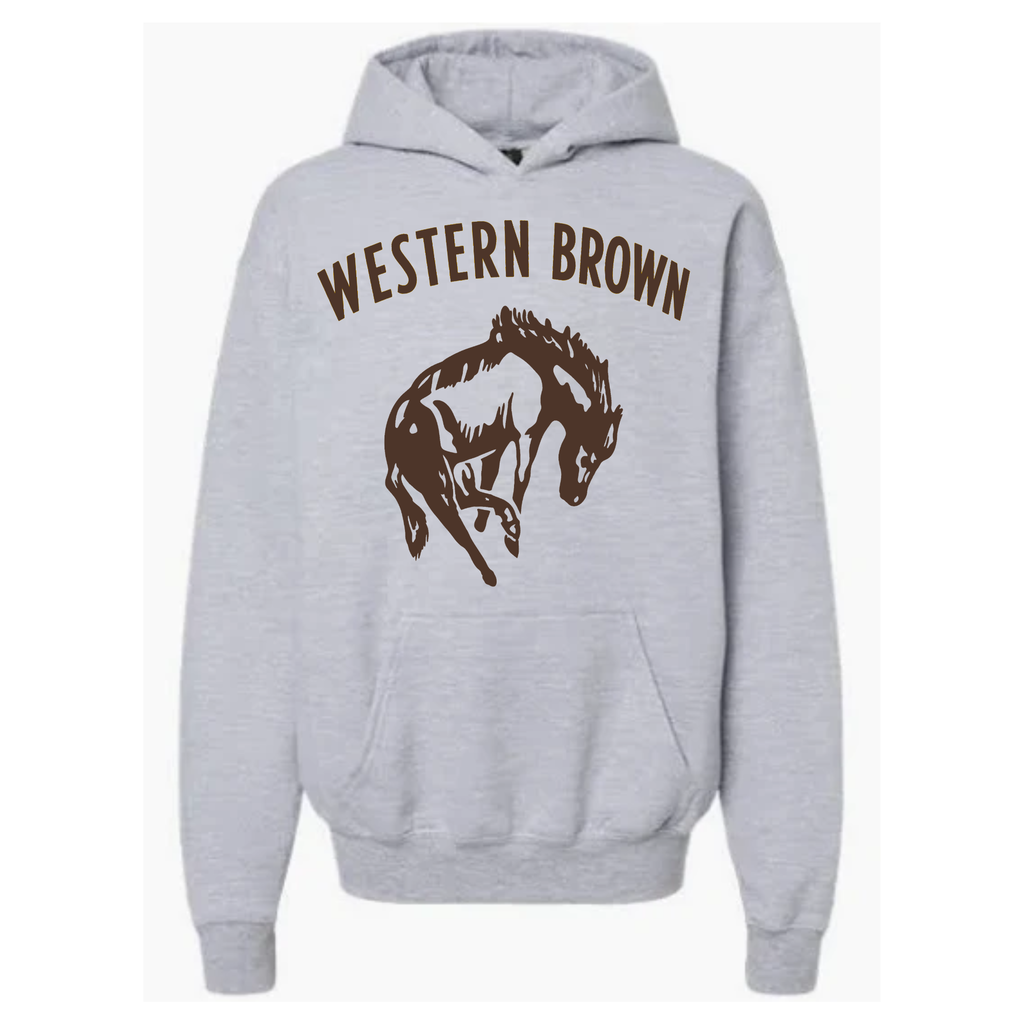Western Brown Broncos — Horsepower — Youth Hoodie