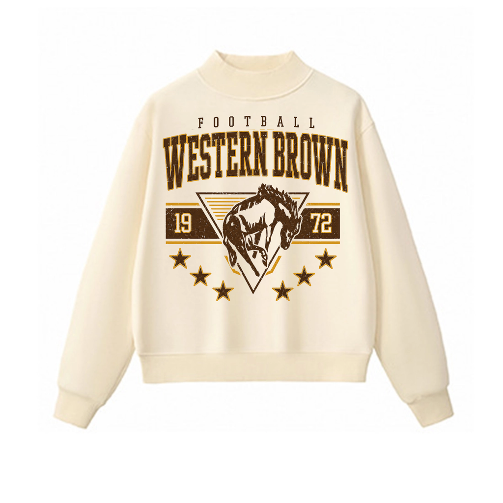 Western Brown Broncos — Bronco Stampede — Adult Mock Neck Sweatshirt