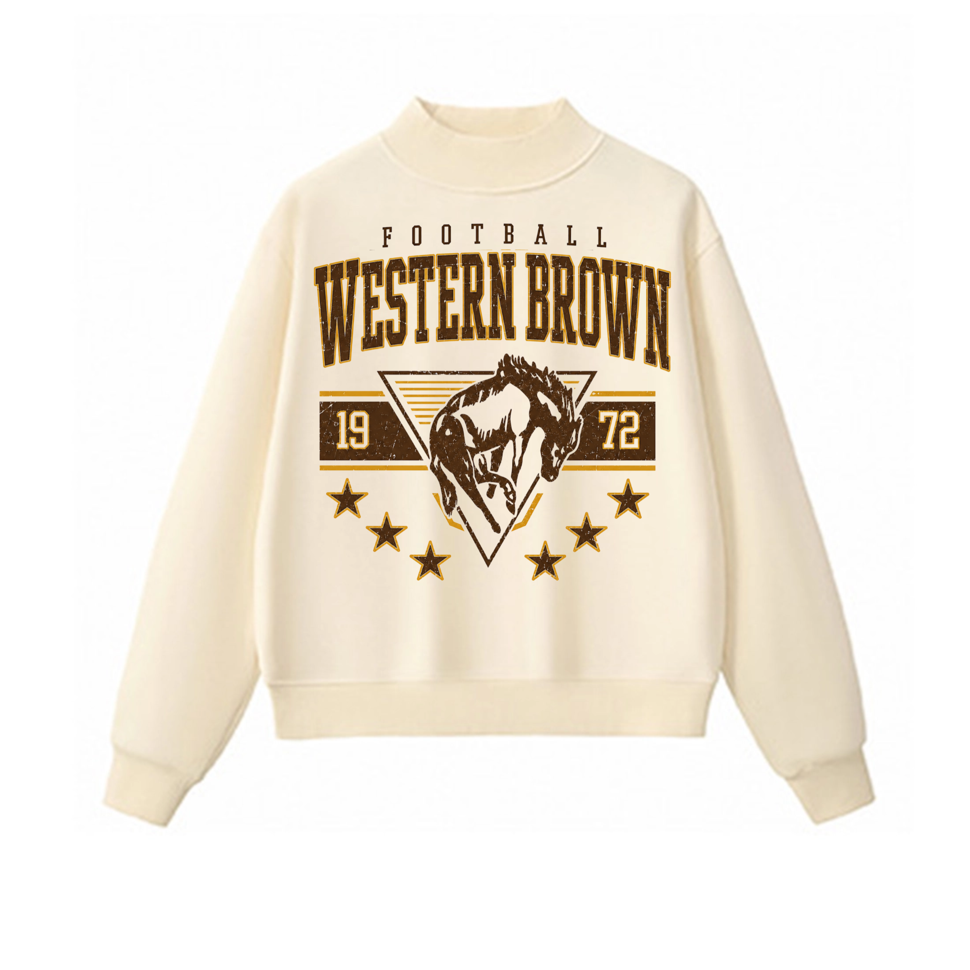 Western Brown Broncos — Bronco Stampede — Adult Mock Neck Sweatshirt