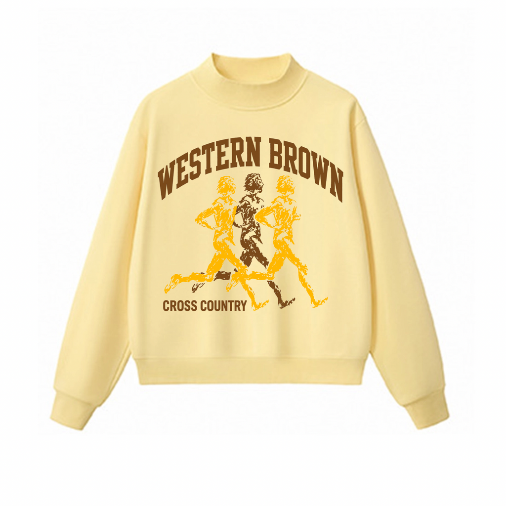 Western Brown Broncos — Broncos Cross Country — Adult Mock Neck Sweatshirt