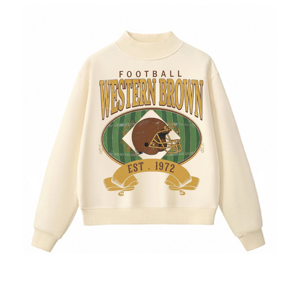 Western Brown Broncos — Home Field — Adult Mock Neck Sweatshirt