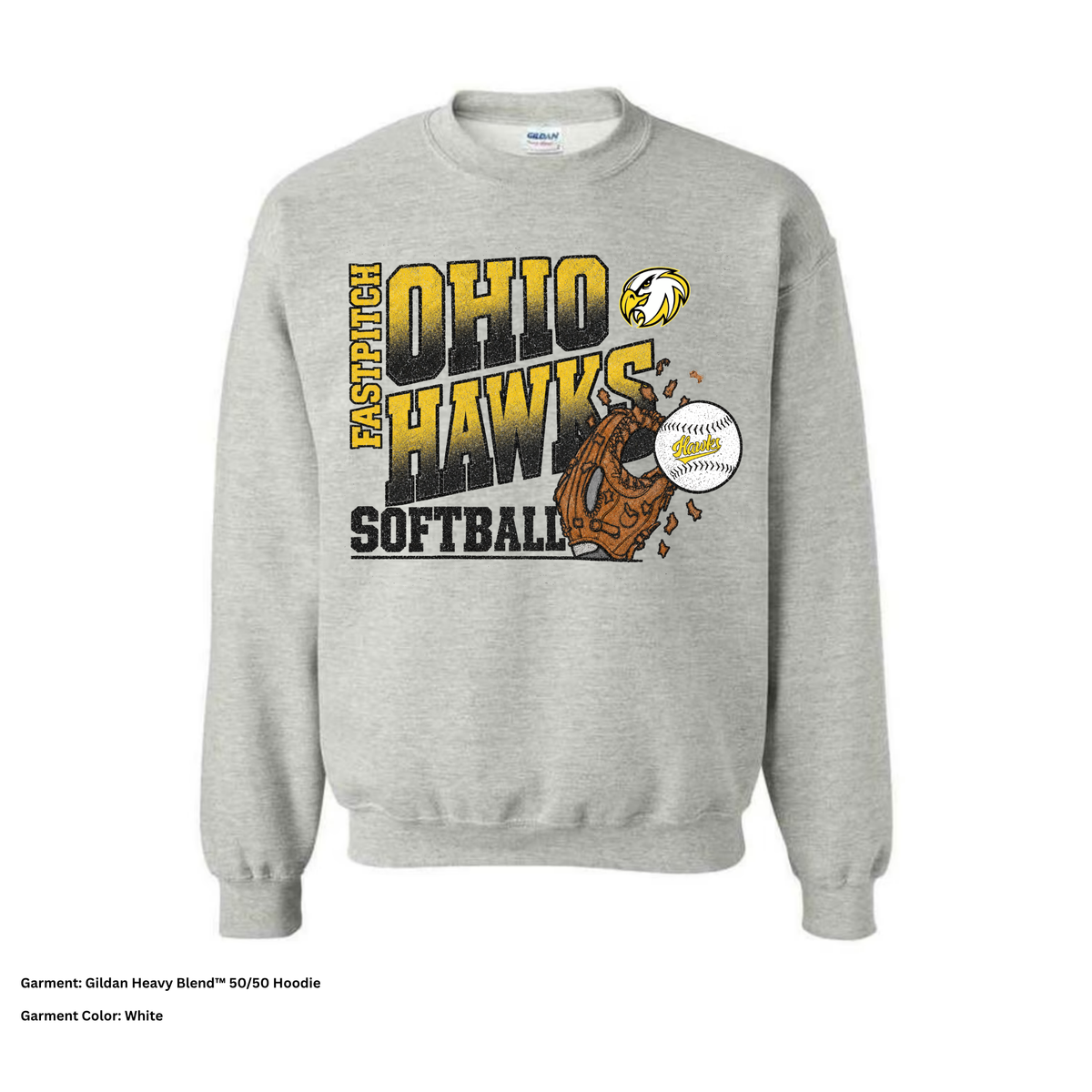 Ohio Hawks — Glove & Ball — Crewneck Sweatshirt