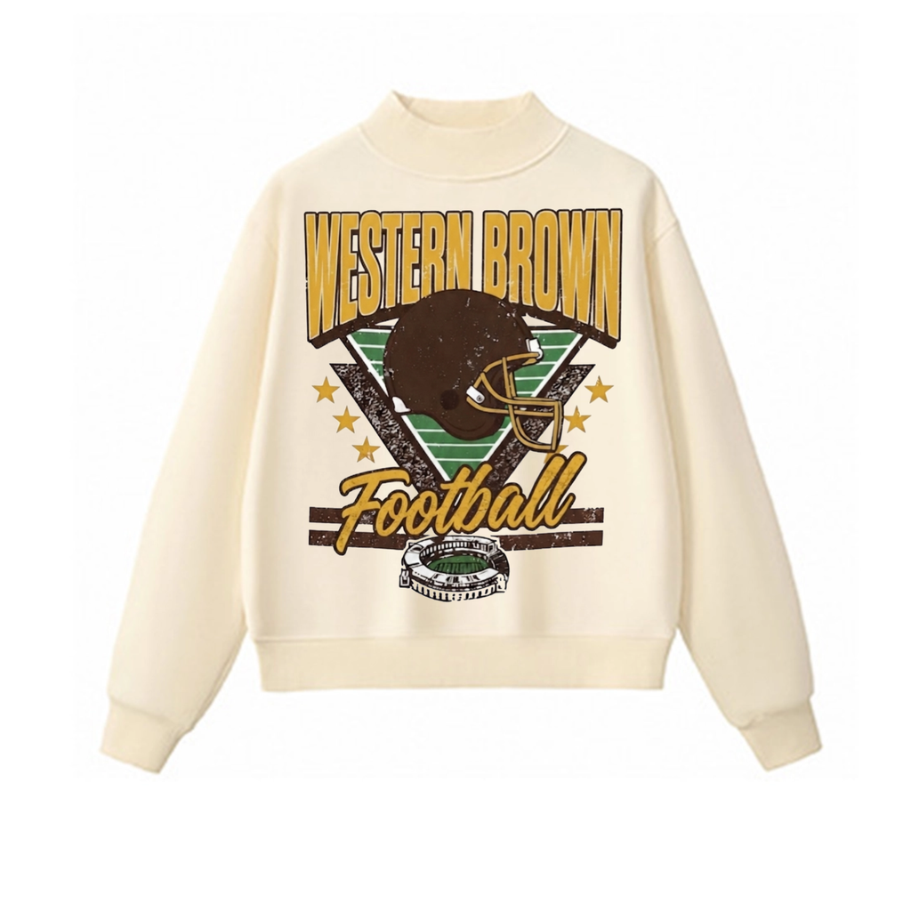Western Brown Broncos — Friday Night Lights — Adult Mock Neck Sweatshirt