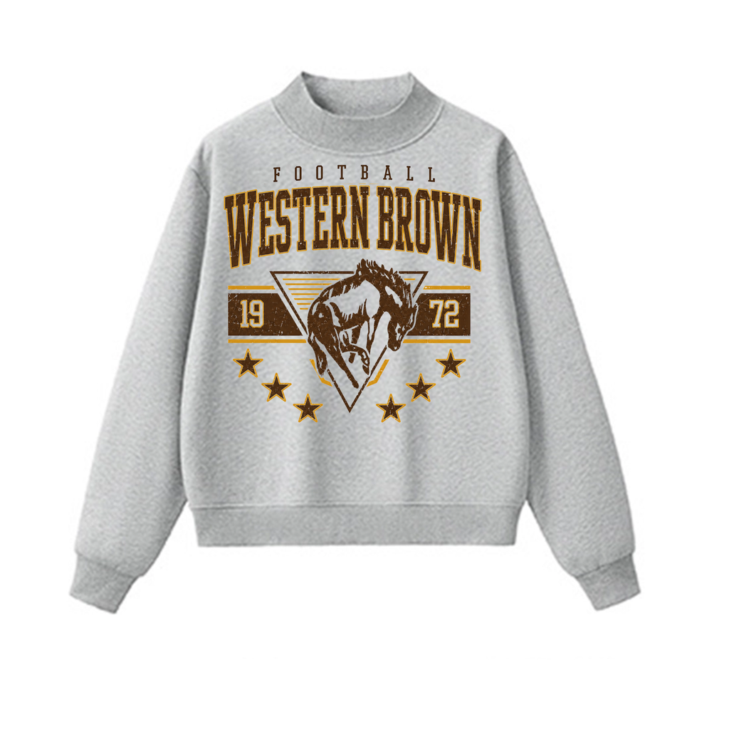 Western Brown Broncos — Bronco Stampede — Adult Mock Neck Sweatshirt