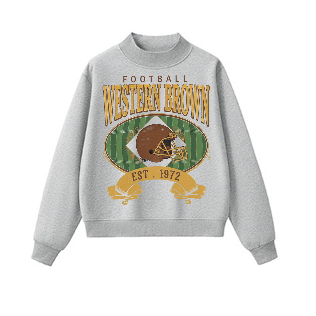 Western Brown Broncos — Home Field — Adult Mock Neck Sweatshirt