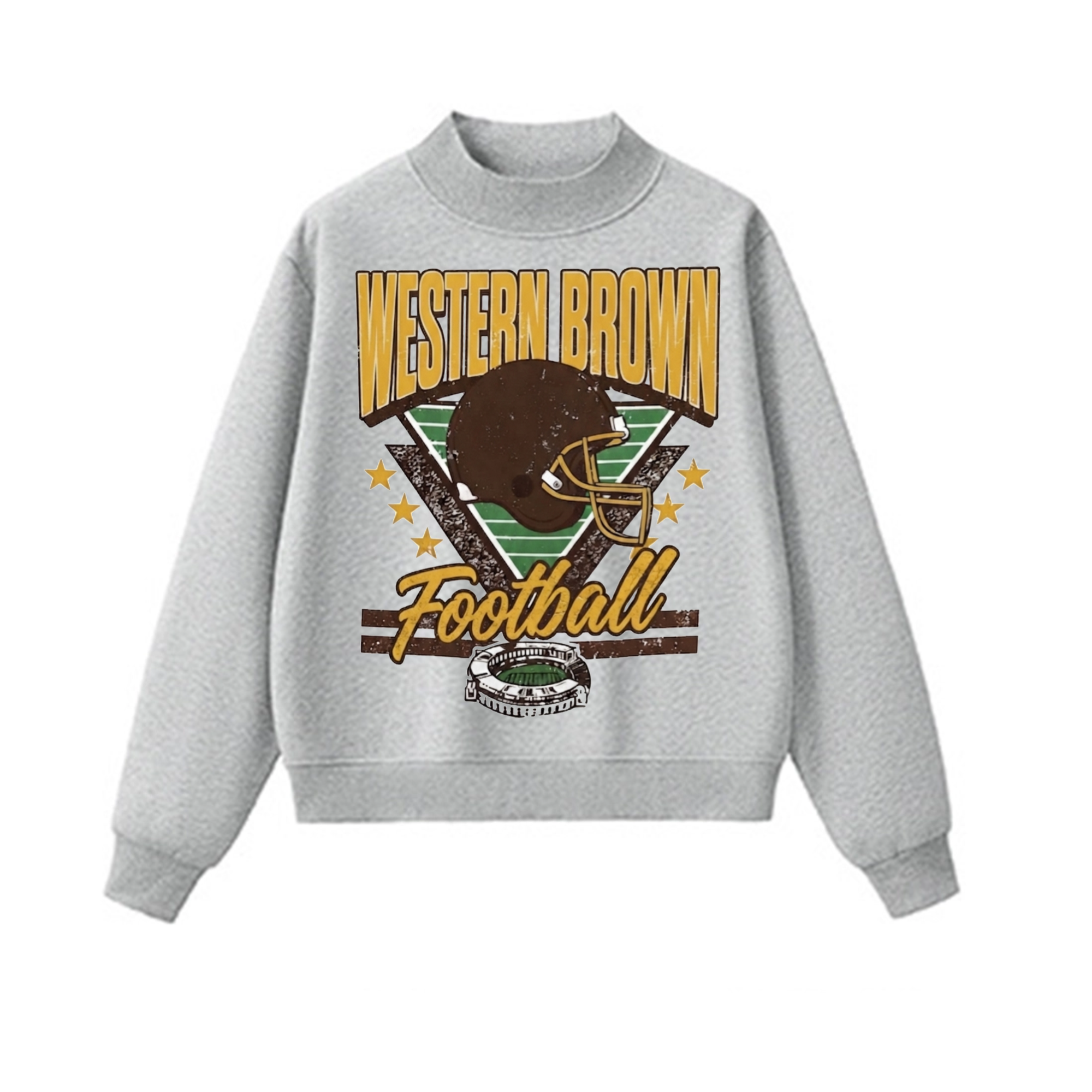 Western Brown Broncos — Friday Night Lights — Adult Mock Neck Sweatshirt