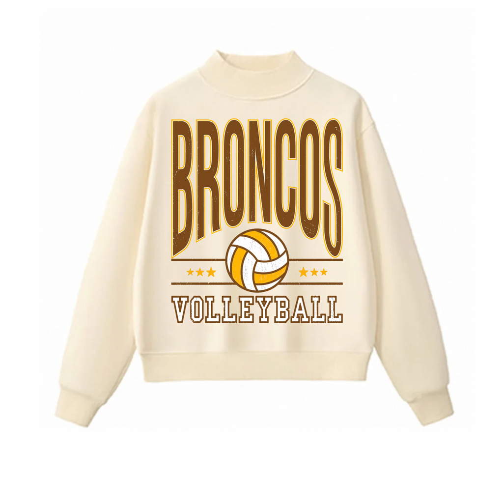 Western Brown Broncos — Six Stars — Adult Mock Neck Sweatshirt