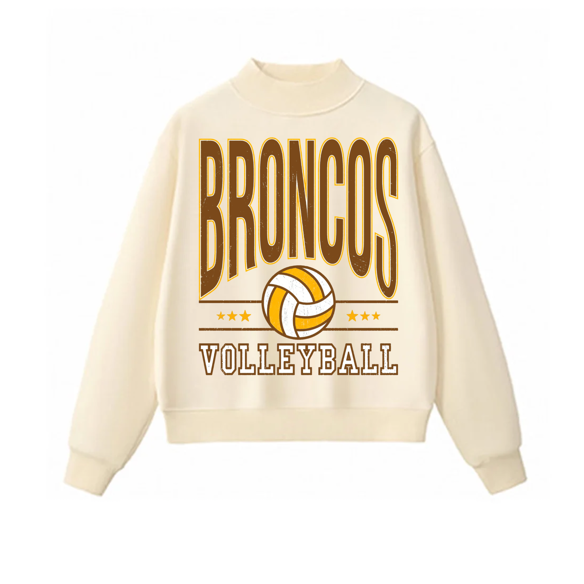 Western Brown Broncos — Six Stars — Adult Mock Neck Sweatshirt