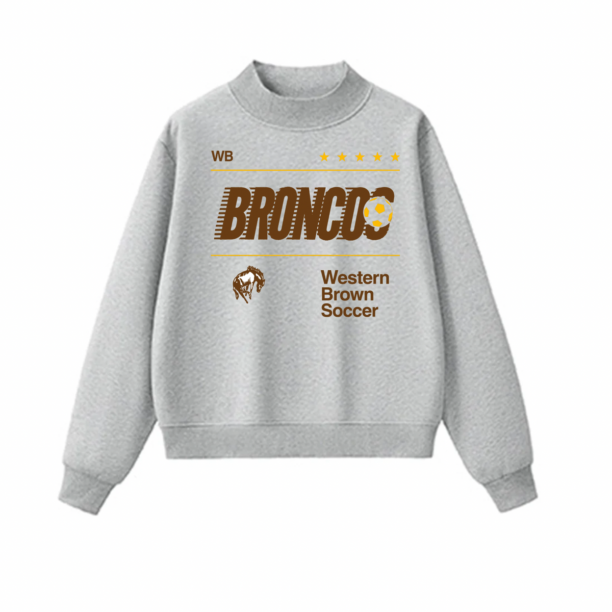 Western Brown Broncos — Fast Break — Adult Mock Neck Sweatshirt