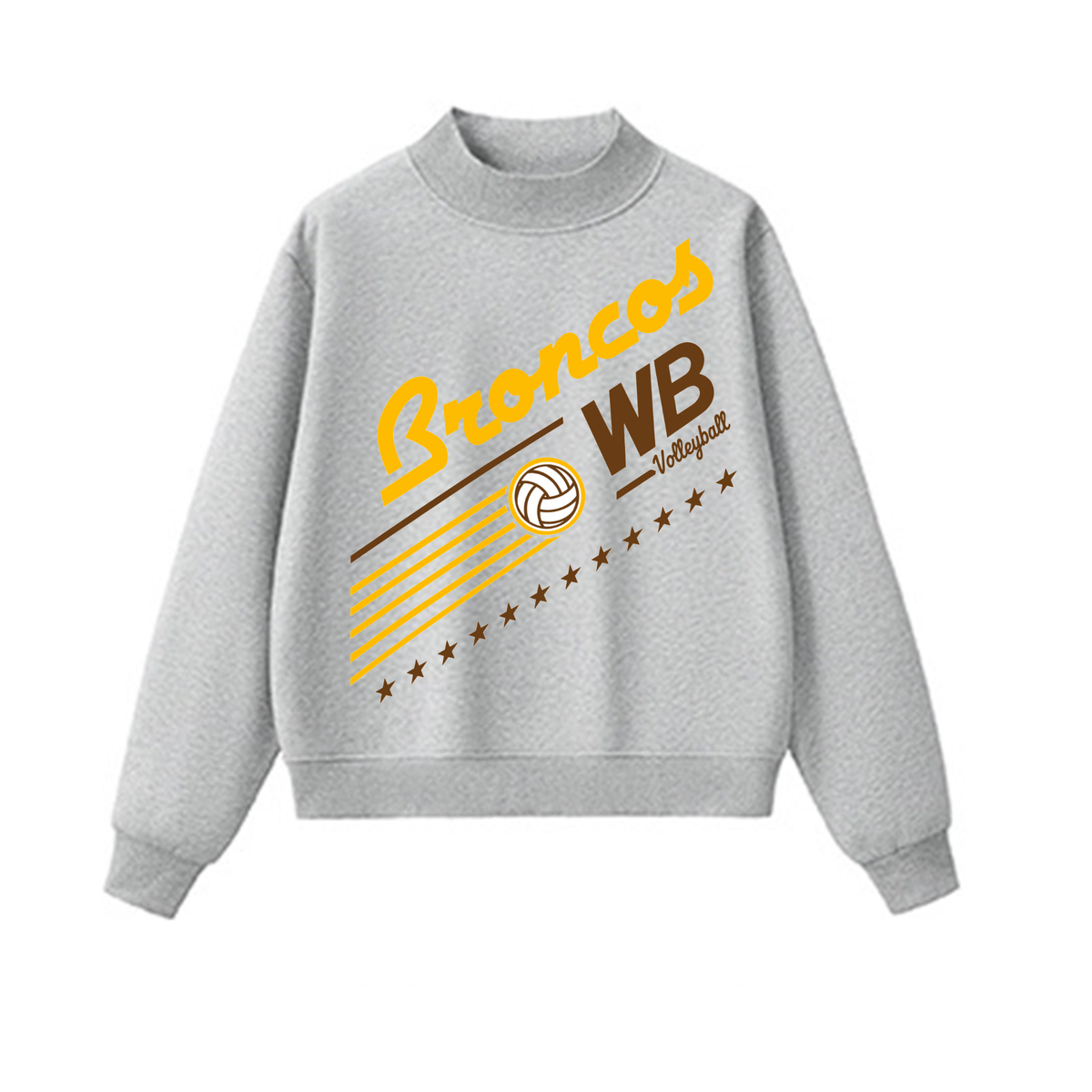 Western Brown Broncos — Broncos United – Volleyball — Adult Mock Neck Sweatshirt
