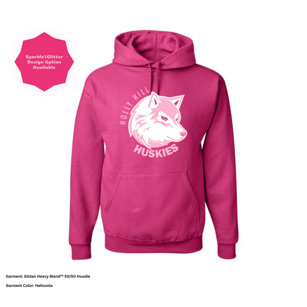 Holly Hill Huskies Block — Gildan Hoodie