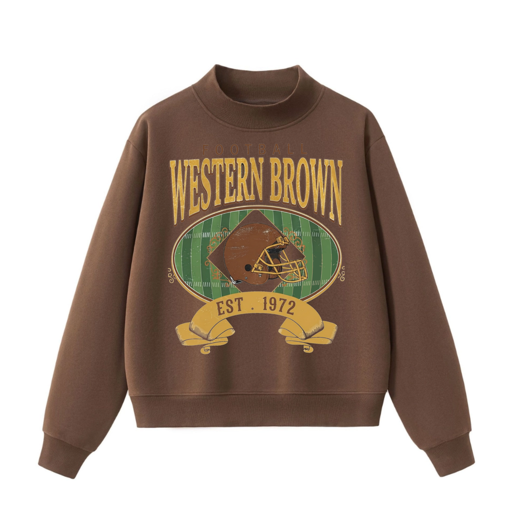 Western Brown Broncos — Home Field — Adult Mock Neck Sweatshirt
