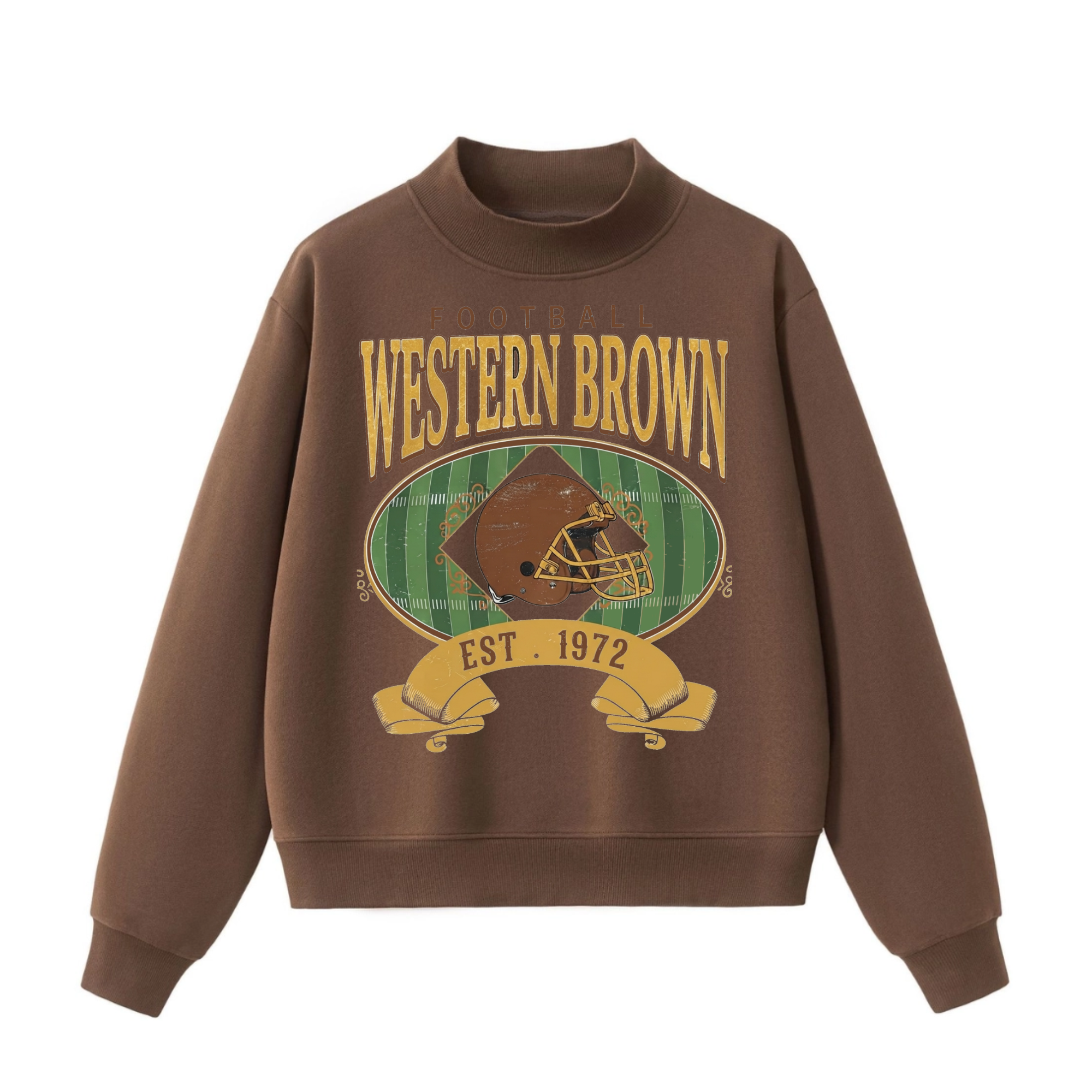 Western Brown Broncos — Home Field — Adult Mock Neck Sweatshirt