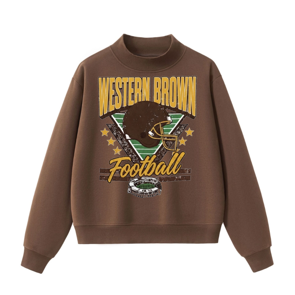 Western Brown Broncos — Friday Night Lights — Adult Mock Neck Sweatshirt