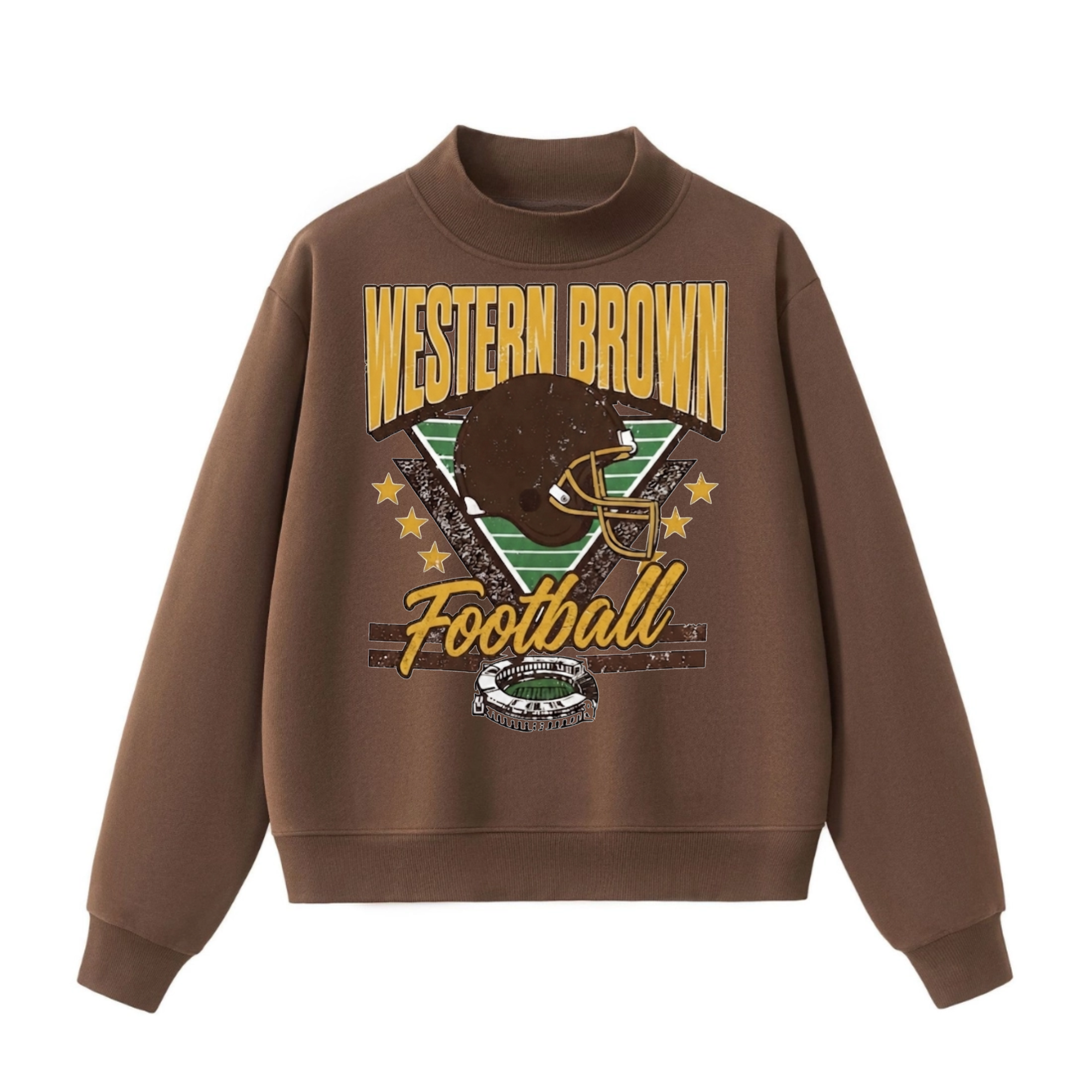 Western Brown Broncos — Friday Night Lights — Adult Mock Neck Sweatshirt