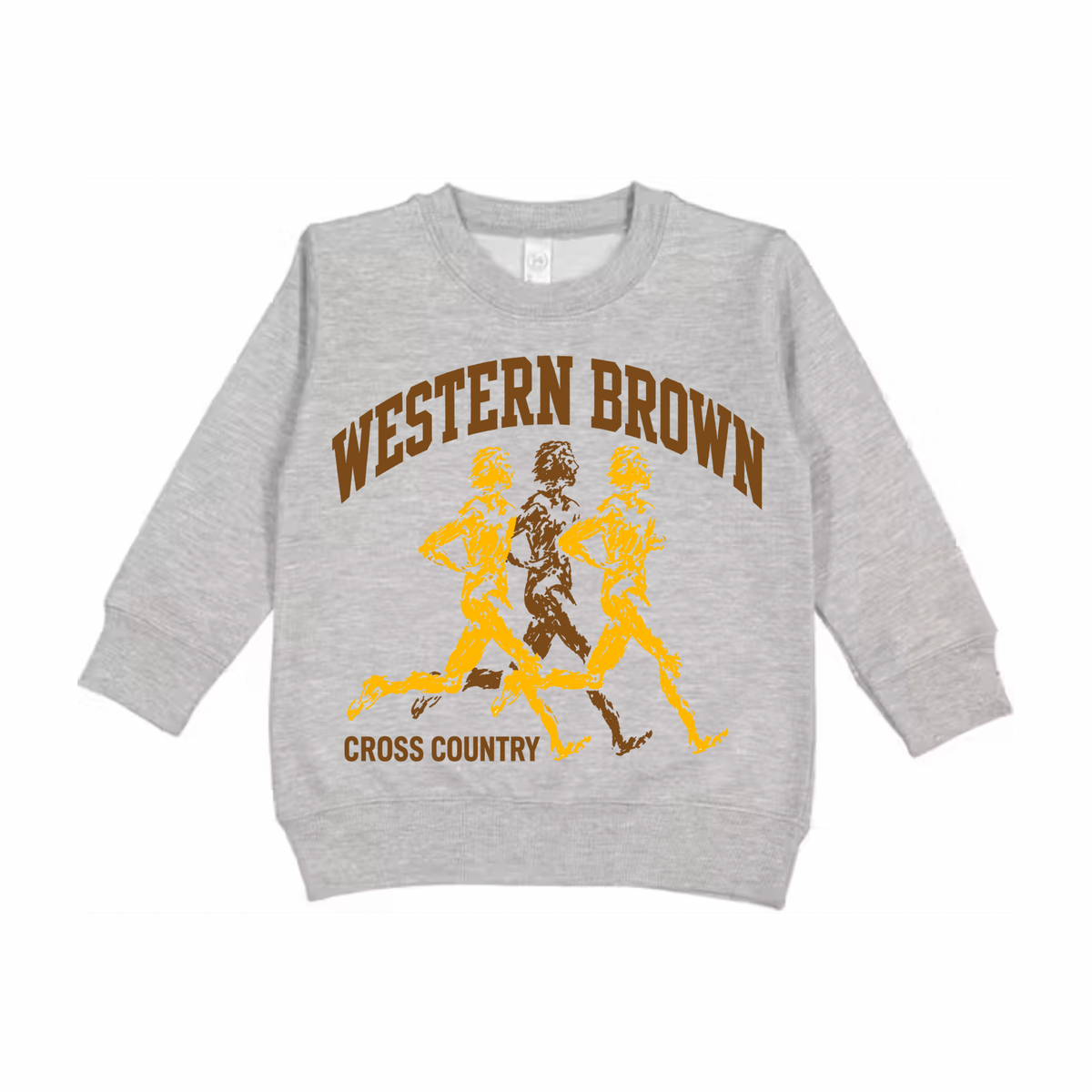 Western Brown Broncos — Broncos Cross Country — Children Crewneck Sweatshirt