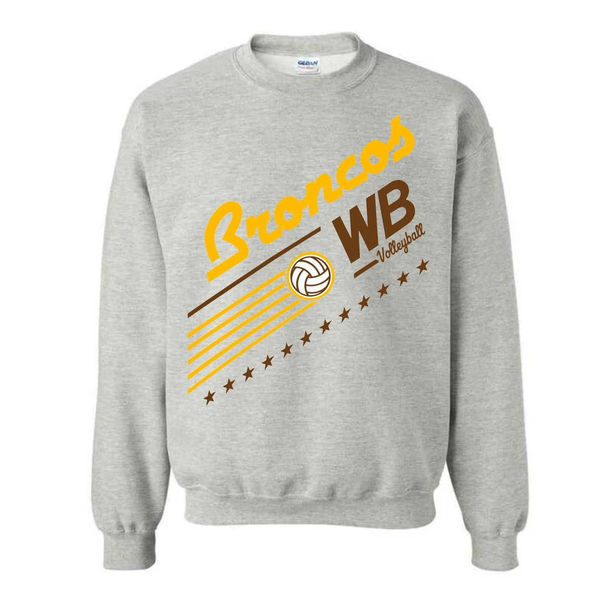 Western Brown Broncos — Broncos United – Volleyball — Youth Crewneck Sweatshirt