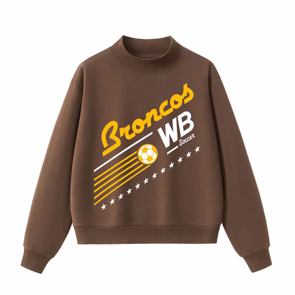 Western Brown Broncos — Bronco United — Adult Mock Neck Sweatshirt