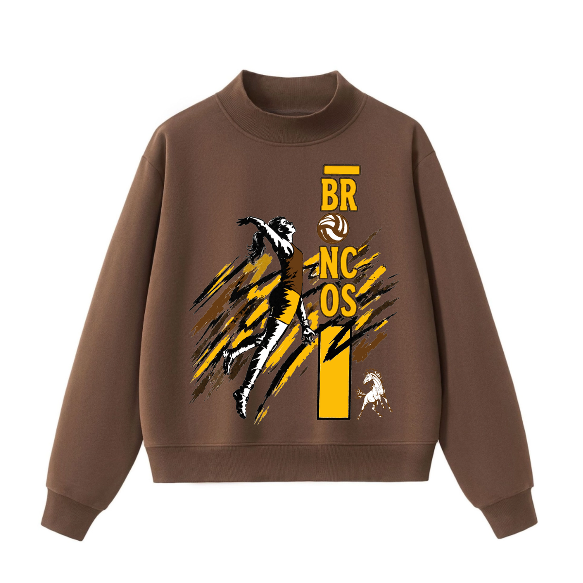 Western Brown Broncos — Air Raid — Adult Mock Neck Sweatshirt