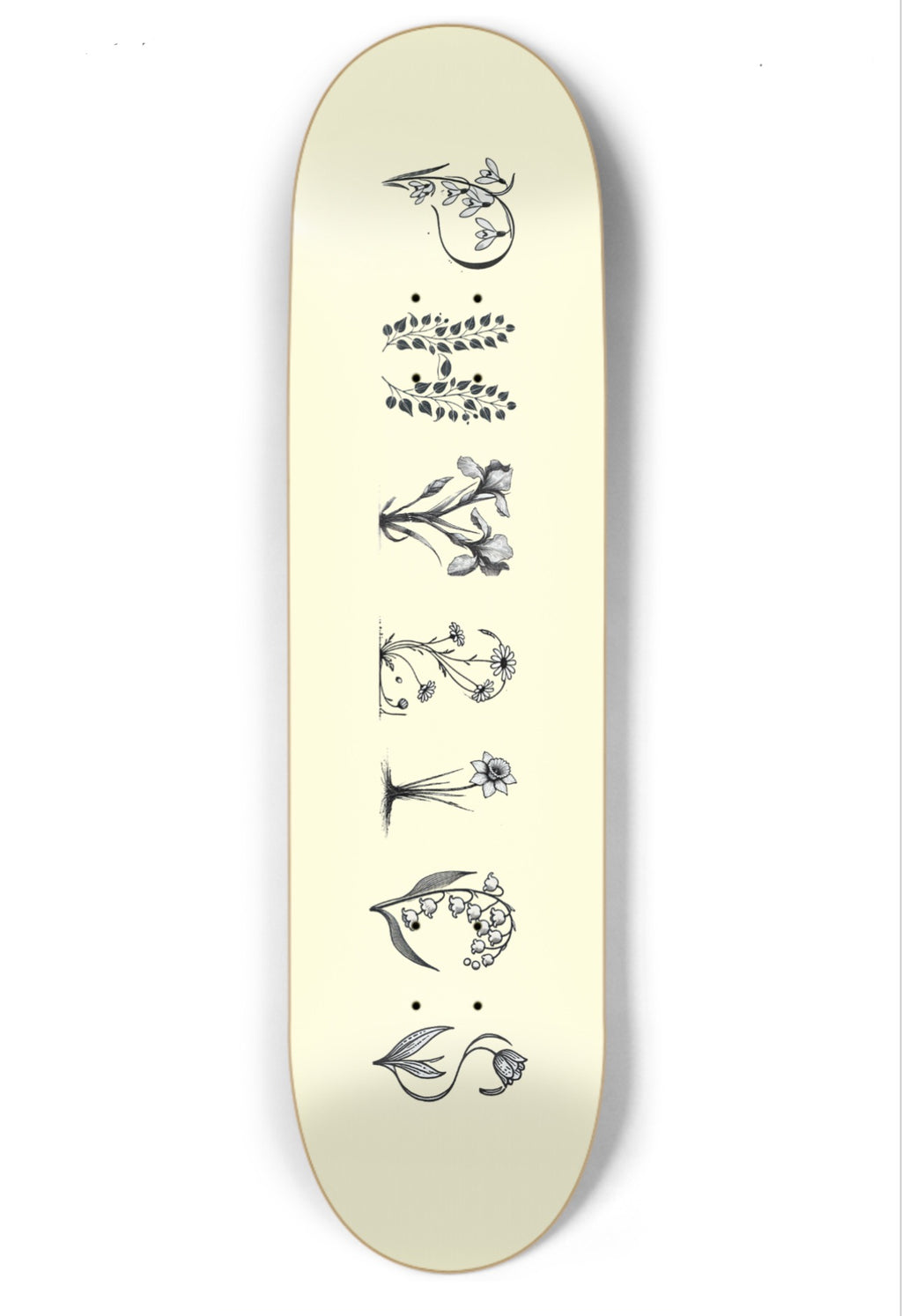 Spring Blossom (Cream)  Skateboard Deck