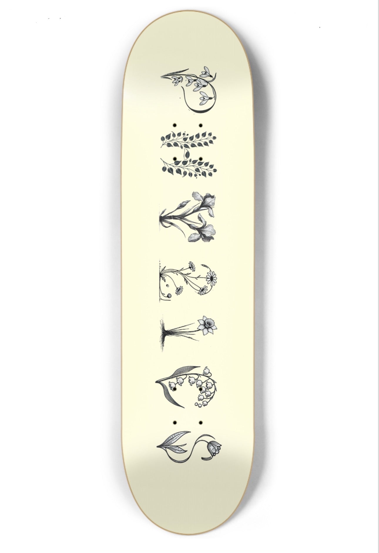 Spring Blossom (Cream)  Skateboard Deck