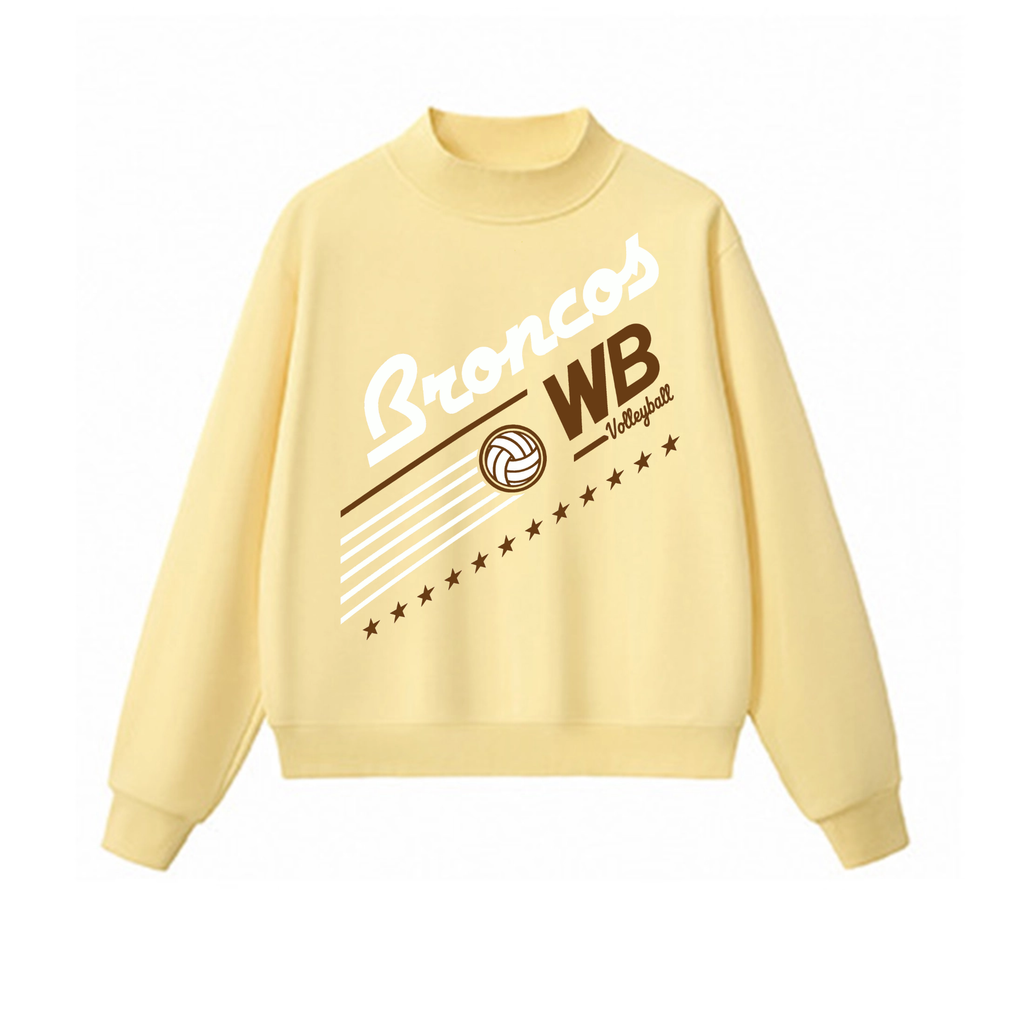 Western Brown Broncos — Broncos United – Volleyball — Adult Mock Neck Sweatshirt