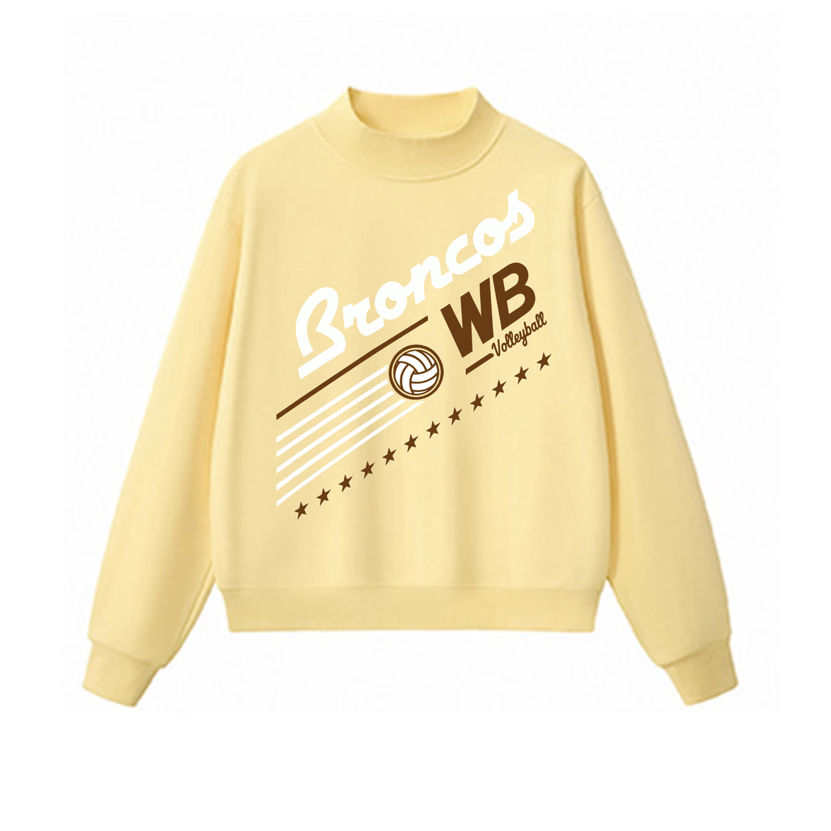 Western Brown Broncos — Broncos United – Volleyball — Adult Mock Neck Sweatshirt