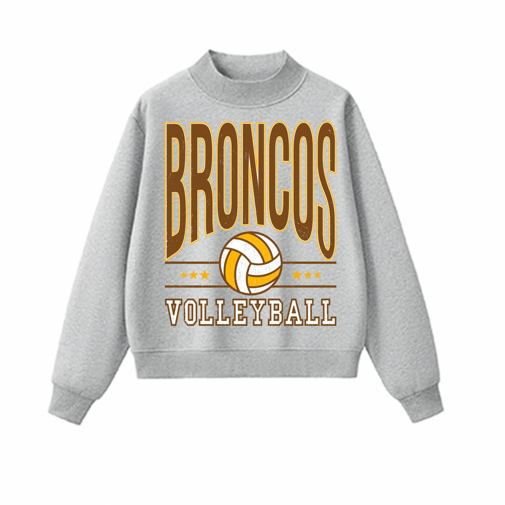 Western Brown Broncos — Six Stars — Adult Mock Neck Sweatshirt