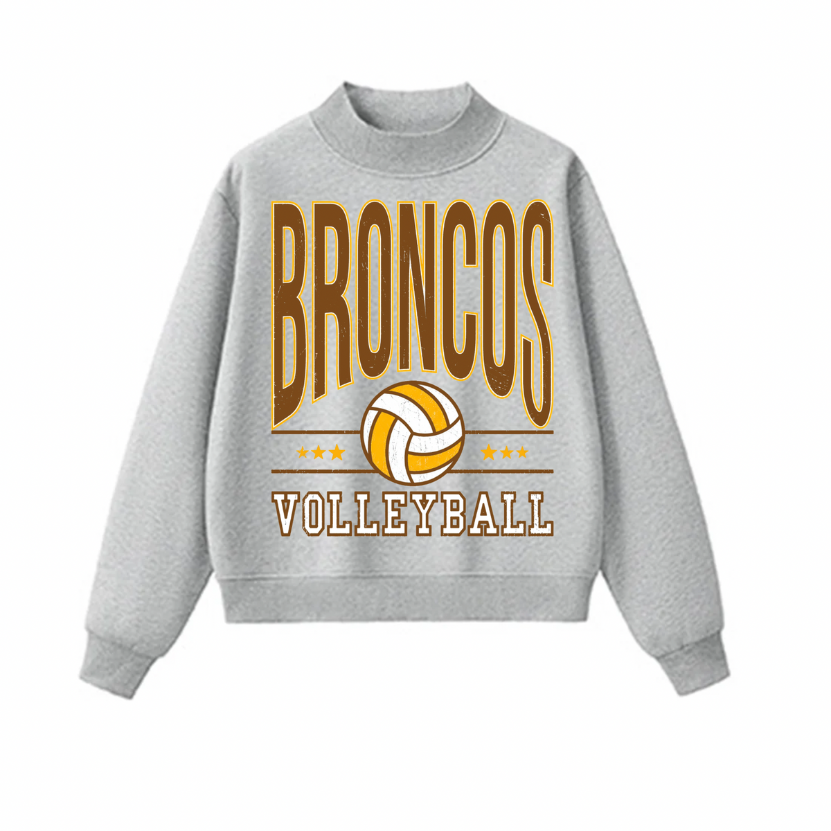Western Brown Broncos — Six Stars — Adult Mock Neck Sweatshirt