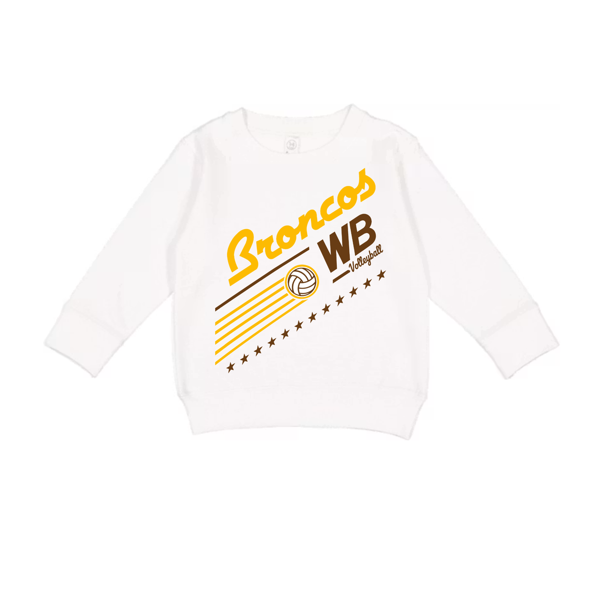 Western Brown Broncos — Broncos United – Volleyball — Children Crewneck Sweatshirt