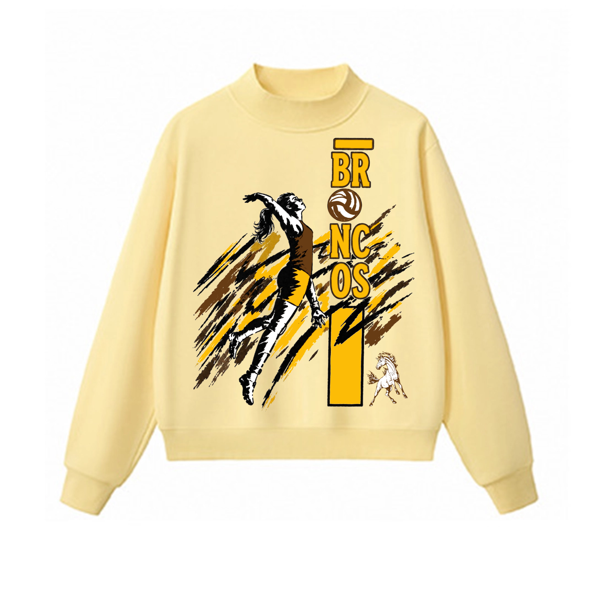 Western Brown Broncos — Air Raid — Adult Mock Neck Sweatshirt