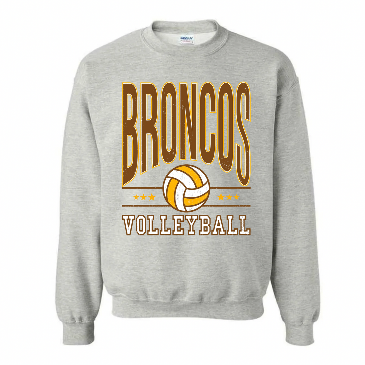 Western Brown Broncos — Six Stars — Adult Crewneck Sweatshirt