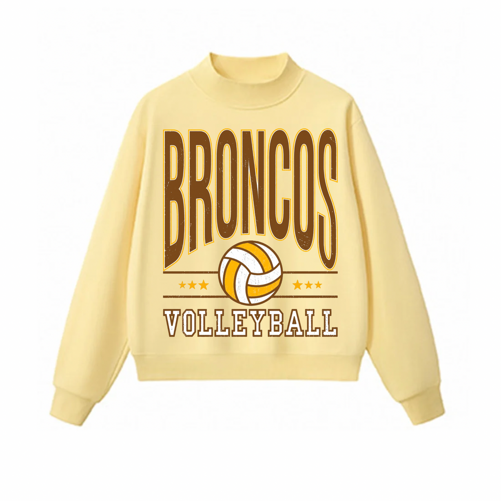 Western Brown Broncos — Six Stars — Adult Mock Neck Sweatshirt