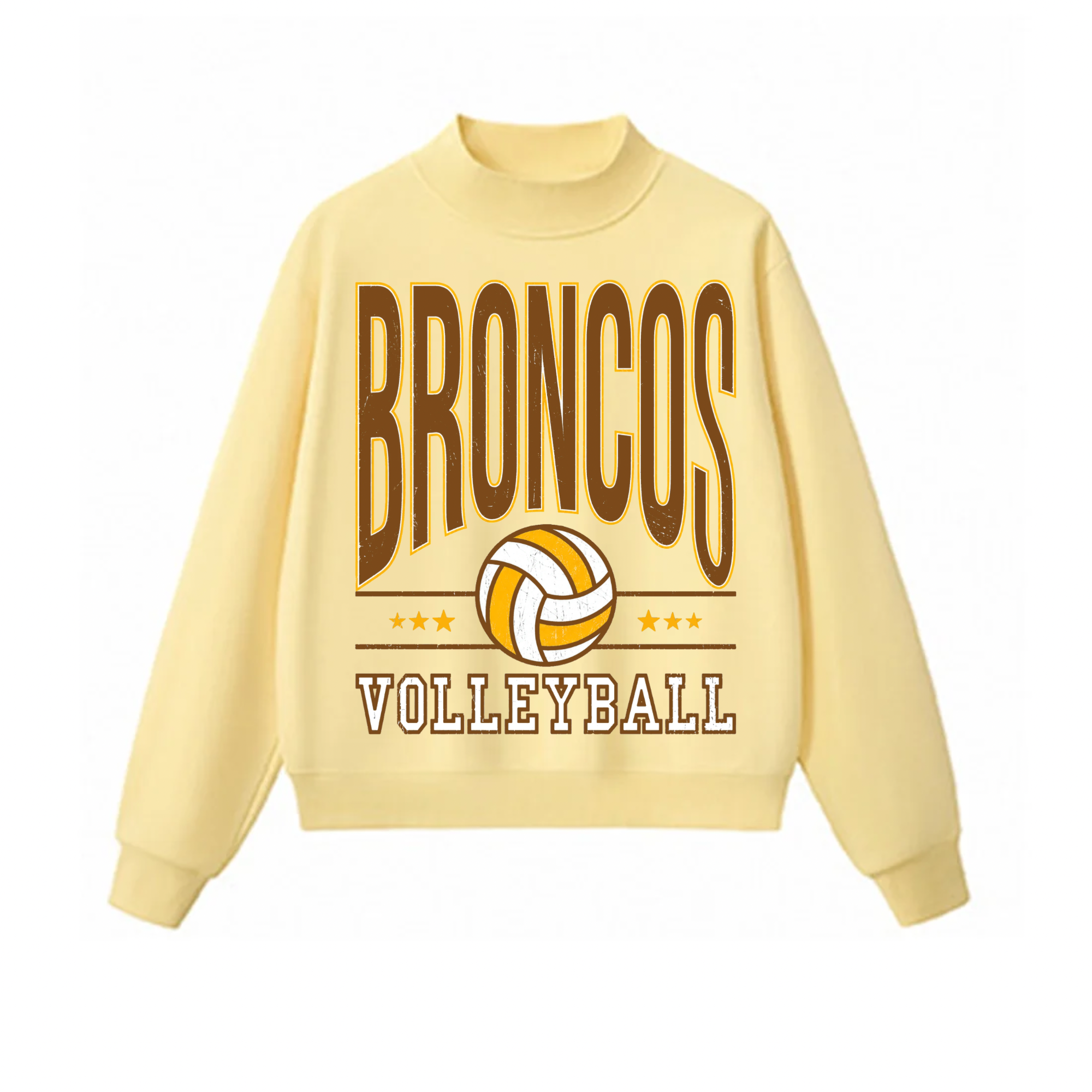 Western Brown Broncos — Six Stars — Adult Mock Neck Sweatshirt