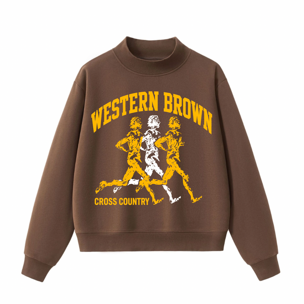 Western Brown Broncos — Broncos Cross Country — Adult Mock Neck Sweatshirt