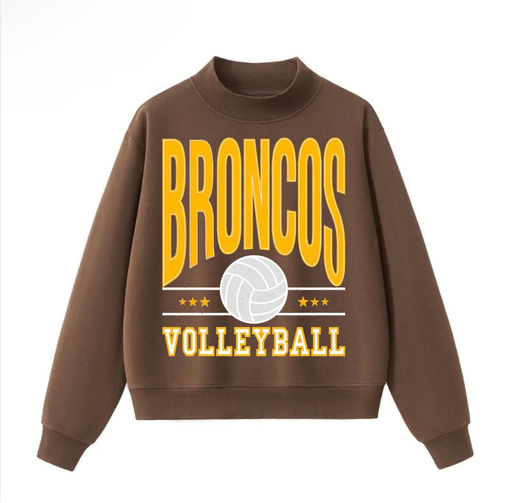 Western Brown Broncos — Six Stars — Adult Mock Neck Sweatshirt