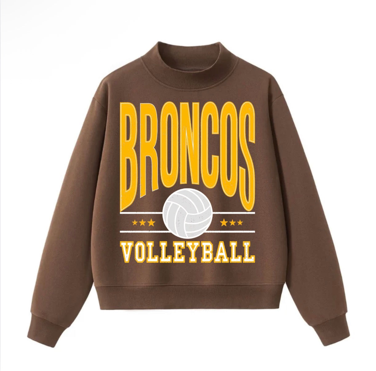 Western Brown Broncos — Six Stars — Adult Mock Neck Sweatshirt